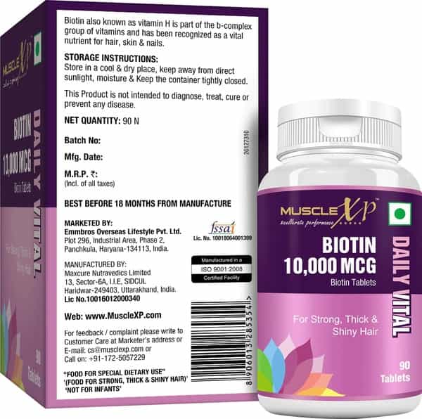 Musclexp Biotin 10 000 Mcg - 90 Tablets - Maximum Strength With No Added Colors