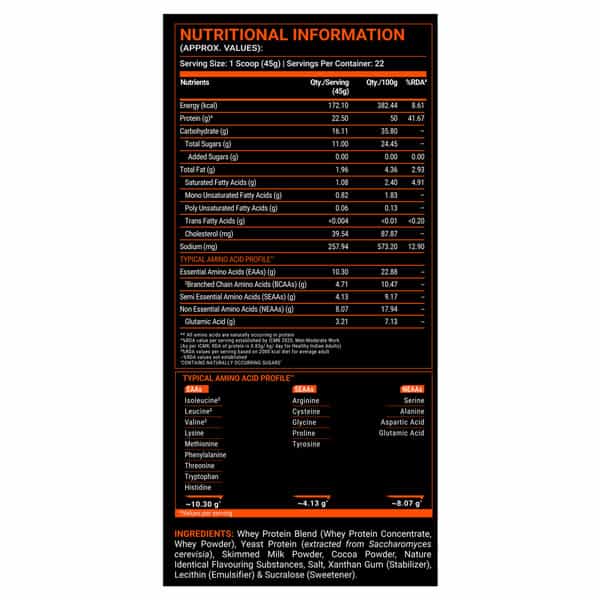 Fuel One Impact Whey Protein Powder| Chocolate (1Kg / 2.2Lbs) | 22.50G Protein Per Scoop