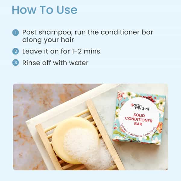 Earth Rhythm Solid Conditioner Bar - Tamanu | Kukui Nut & Camellia Oil Without Tin - 80 Gm