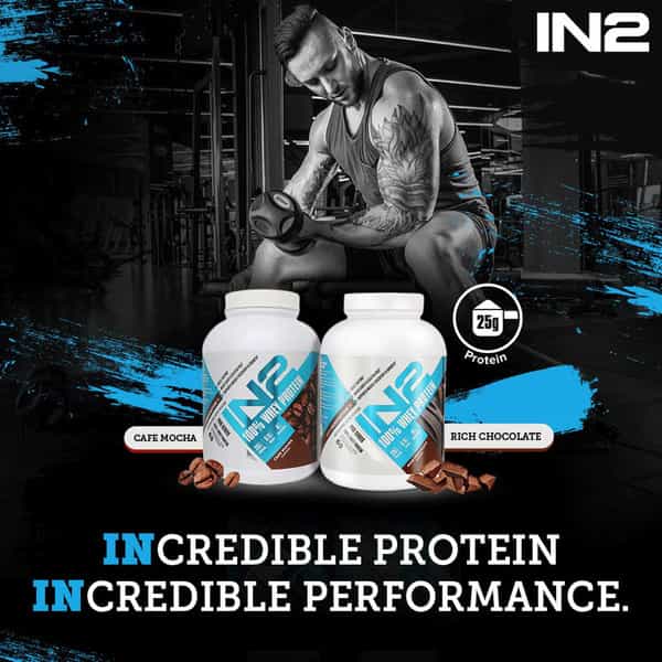 In2 100% Whey Protein 2Kg (Cafe Mocha) 25G Protein 5.5G Bcaas 4G Glutamine