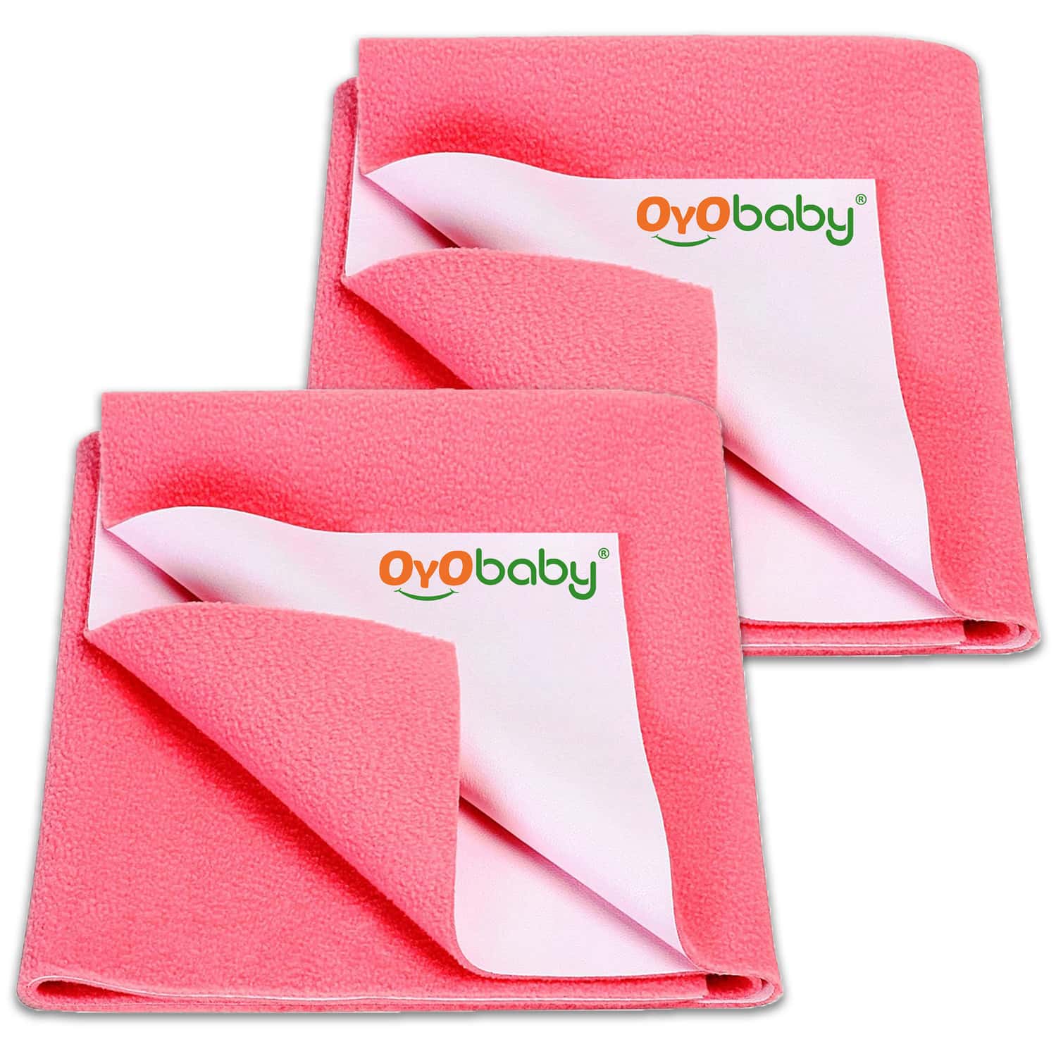 Oyo Baby- Waterproof Baby Bed Protector For Anti-piling Fleece Pack Of 2 (140cm X 100cm) Salmon Rose