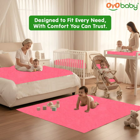 Oyo Baby- Waterproof Baby Bed Protector For Anti-Piling Fleece Pack Of 2 (140Cm X 100Cm) Salmon Rose