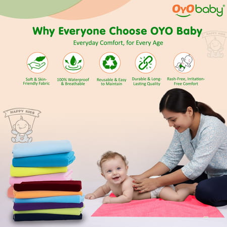Oyo Baby- Waterproof Baby Bed Protector For Anti-Piling Fleece Pack Of 2 (140Cm X 100Cm) Salmon Rose
