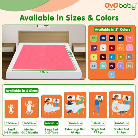 Oyo Baby- Waterproof Baby Bed Protector For Anti-Piling Fleece Pack Of 2 (140Cm X 100Cm) Salmon Rose