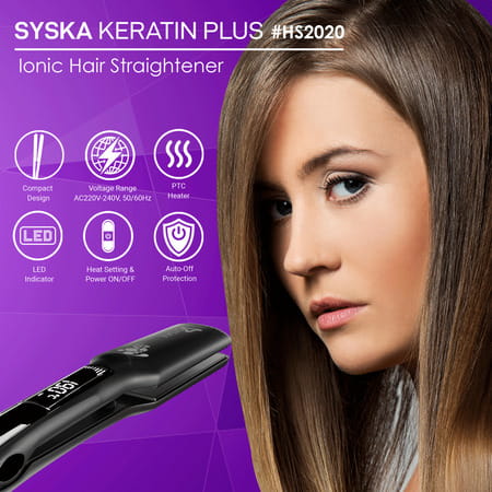 Syska Wide Plate Keratinplus Hs2020 Hair Straightener (Black)