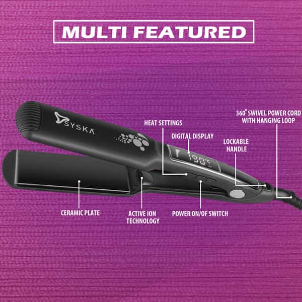 Syska Wide Plate Keratinplus Hs2020 Hair Straightener (Black)