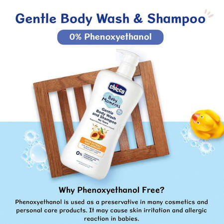 Chicco Baby Moments Gentle Body Wash And Shampoo No Tears Soap Free Head To Toe Bath 0m+ (200ml)