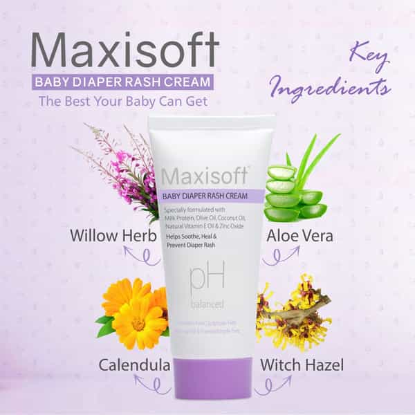 Maxisoft Baby Diaper Rash Cream 50 Gm | With Calendula & Witch Hazel (Pack Of 4)