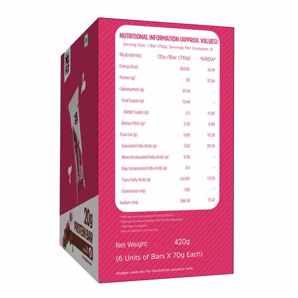 Muscleblaze 20G Protein Bar (Choco Cranberry | Pack Of 6) | Protein Blend