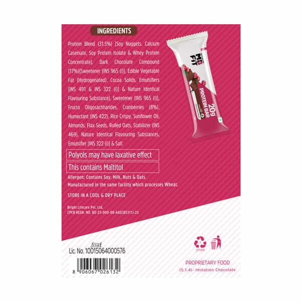 Muscleblaze 20G Protein Bar (Choco Cranberry | Pack Of 6) | Protein Blend