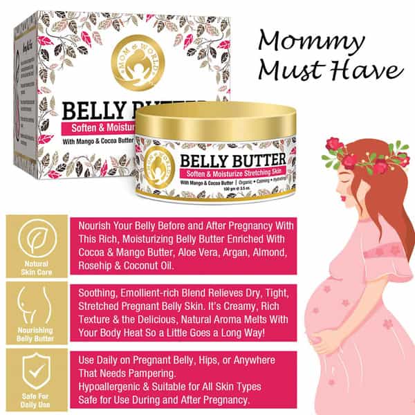 Mom & World Belly Body Butter With Mango And Cocoa For Stretch Marks Tummy 100 G