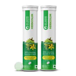 Dr. Vaidya's Herboslim Effervescent With L-carnitine | Garcinia | Green Apple Flavour (2x15 Tablets)