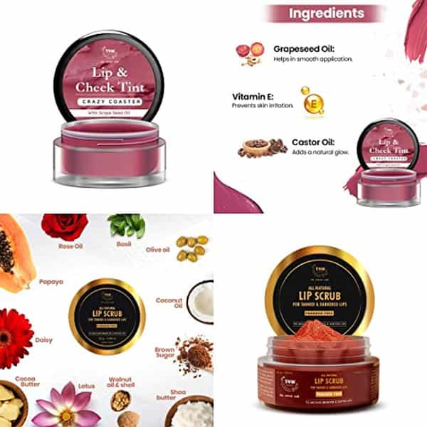 Tnw-Lip Care Combo Lip Scrub 25G + Crazy Coaster Lip & Cheek Tint Pink | 5G | Multipurpose 3 In 1