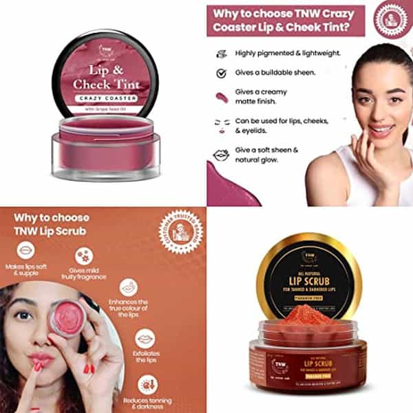 Tnw-Lip Care Combo Lip Scrub 25G + Crazy Coaster Lip & Cheek Tint Pink | 5G | Multipurpose 3 In 1