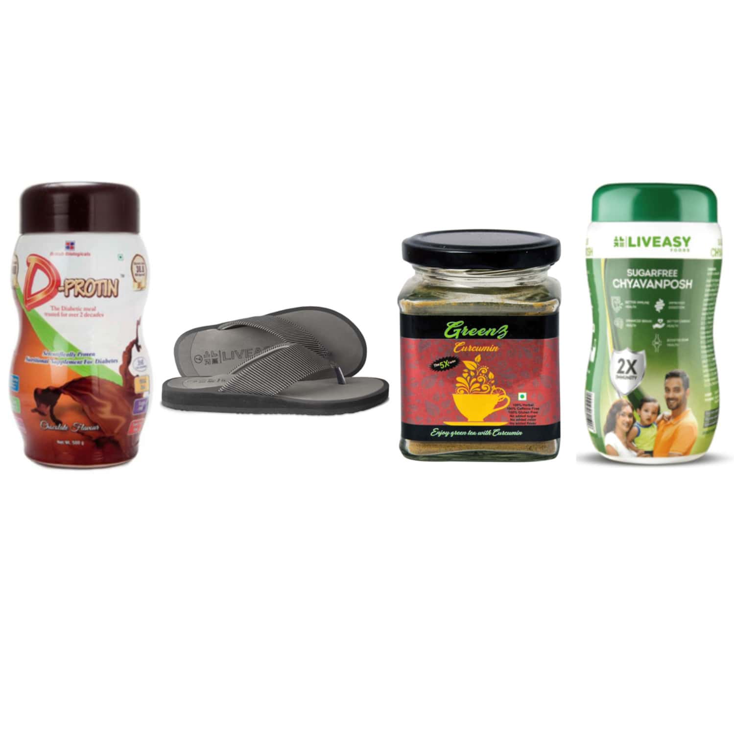 Diabetic Care Diwali Gift Combo Of 4-Diabetic Powder|Green Tea|Slippers Uk 7|Hchyavanposh