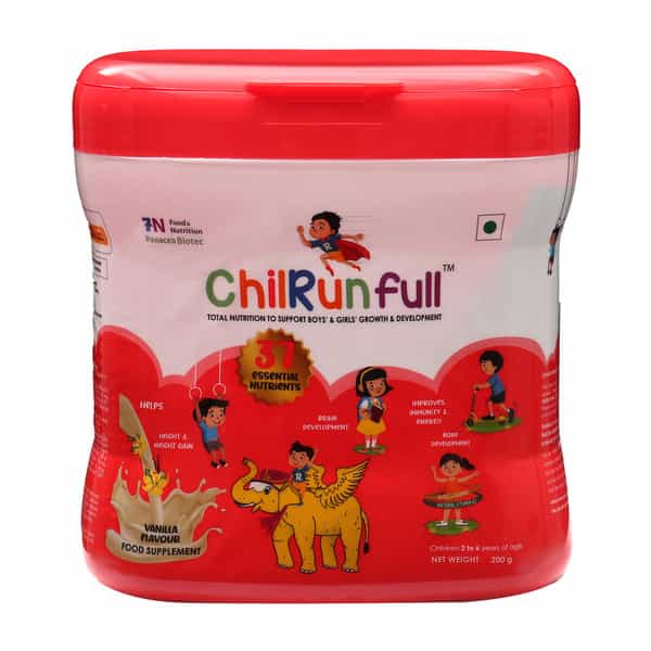 Chilrunfull Vanilla Flavour Total Nutrition To Support Childs Growth & Devlopment Jar Of 200Gm