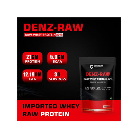 Denzour Nutrition Denz - Raw 80% Imported Whey Protein With Digestive Enzymes | Unflavoured | 1.02kg