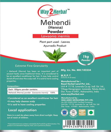 Way2herbal Mehandi Powder - 1 Kg Value Pack Of 2