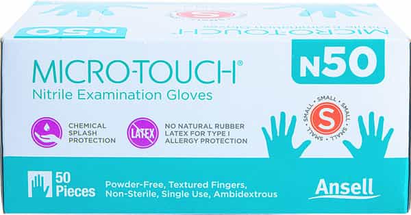 Ansell Micro Touch Nitrile N50 Multipurpose Examination Glove - Small