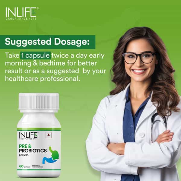 Inlife Prebiotics And Probiotics Supplement For Men Women - 60 Capsules