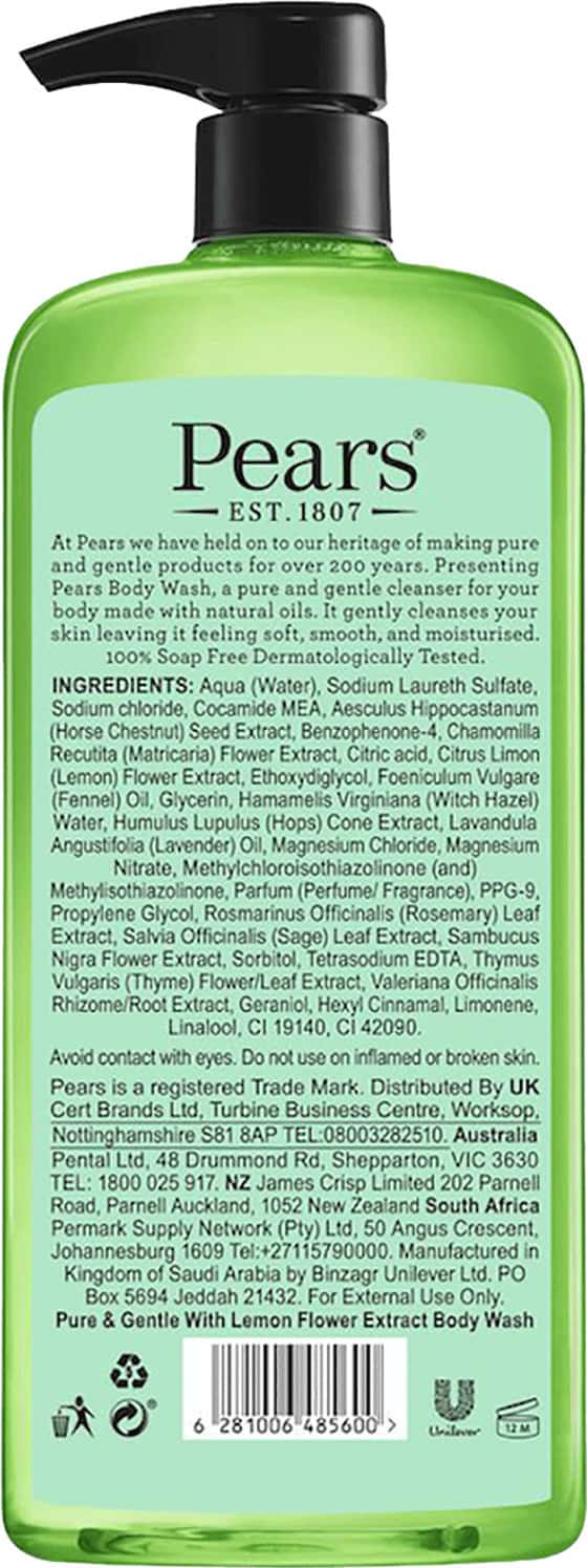 Buy PEARS PURE & GENTLE LEMON EXTRACT BODY WASH, 100 SOAP FREE, 750ML