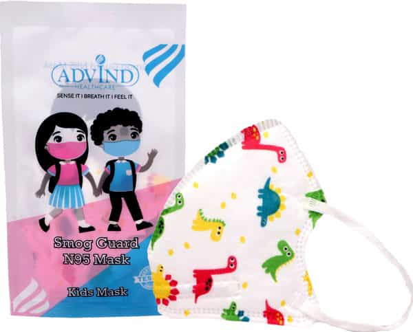 Advind Healthcare Smog Guard N95 Kids Mask Without Valve (4-12 Years Kids) - Animal Print Pack Of 5