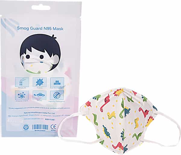 Advind Healthcare Smog Guard N95 Kids Mask Without Valve (4-12 Years Kids) - Animal Print Pack Of 5