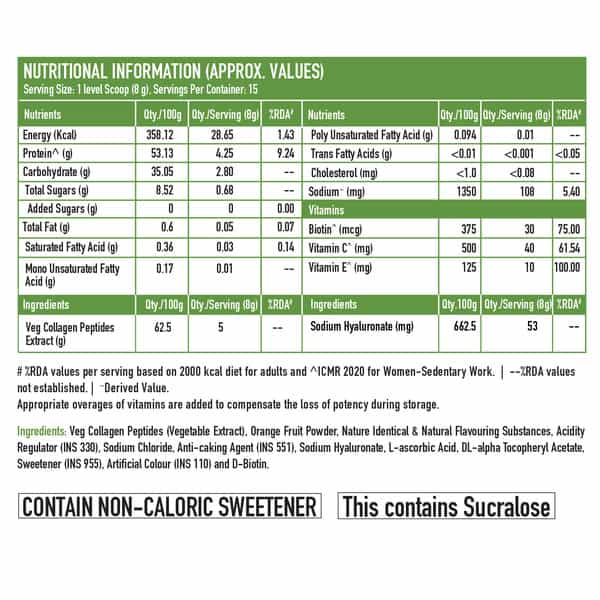 Hk Vitals Veg Collagen Supplement (Orange | 120G) With Sipper | 300Ml | Combo Pack
