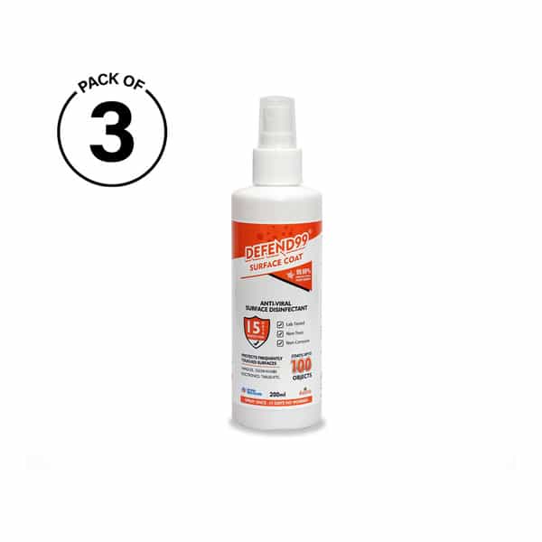 Defend99 Surface Coat - 15 Days Surface Antimicrobial Coating Sanitizer Spray Bottle. - Pack Of 3