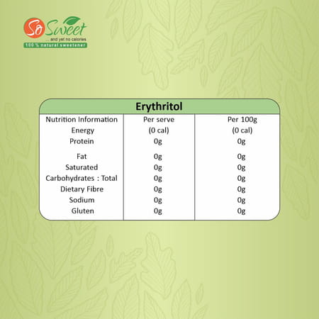So Sweet Erythritol Powder 1 Kg Natural Sweetener Sugar Free (Pack Of 3)