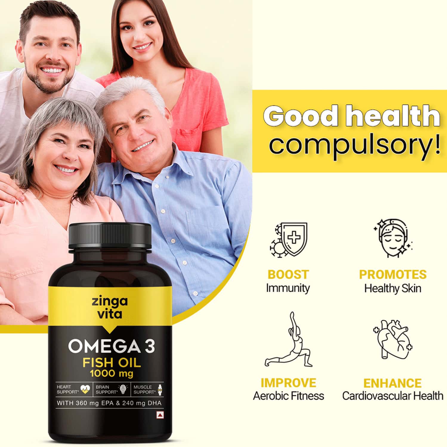 Buy ZINGAVITA OMEGA 3 FISH OIL WITH MAXIMUM STRENGTH FOR HEART JOINT