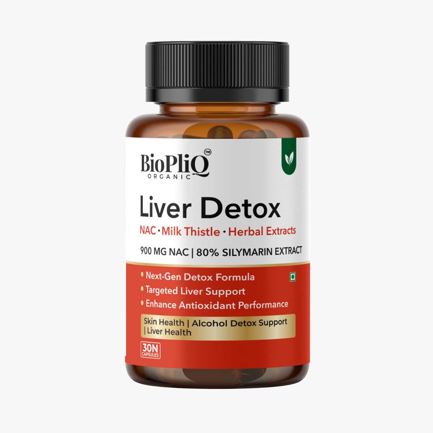 Biopliq Organic Liver Detox Capsules | 60 Veg Capsules (nac + Milk Thistle + Herbal Extracts)