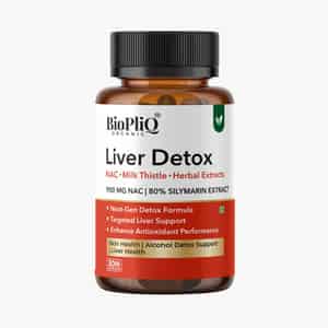 Biopliq Organic Liver Detox Capsules | 60 Veg Capsules (nac + Milk Thistle + Herbal Extracts)