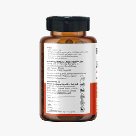 Biopliq Organic Liver Detox Capsules | 60 Veg Capsules (Nac + Milk Thistle + Herbal Extracts)