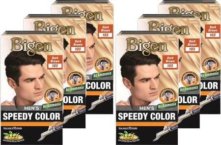 Bigen Men'S Speedy Color Dark Brown 103 80g (Pack Of 6)