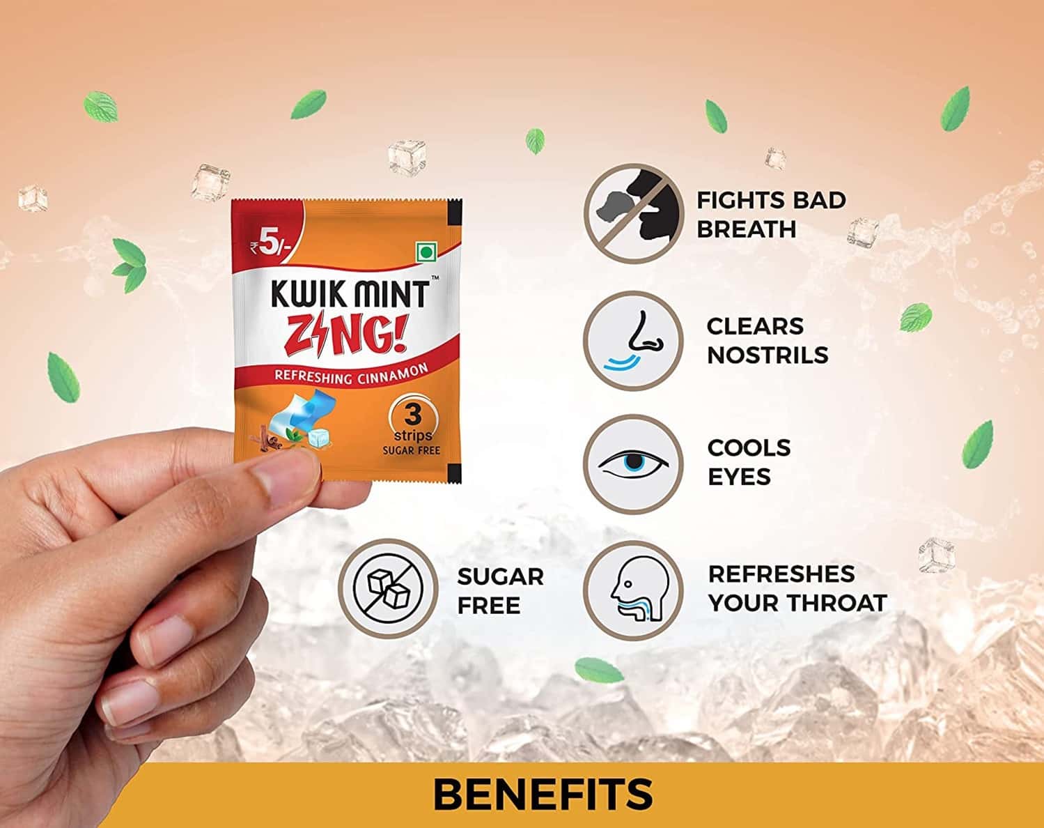 Buy KWIK MINT INSTANT ACTION MOUTH FRESHENER CINNAMON STRIPS PACK OF 1 (1 X 20 G) Online & Get