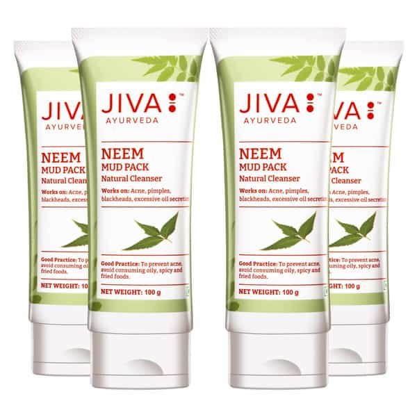 Jiva Neem Mud Pack|Enriched With Multani Mitti & Neem, Cleanses And Brightens Skin - 100G(Pack Of 4)