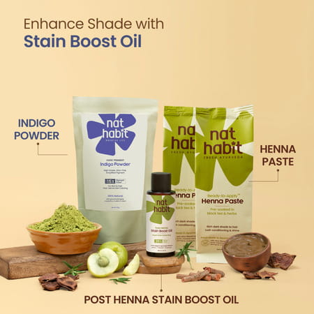 Nat Habit Ready To Apply Henna Paste & Indigo Powder Combo For Natural Black Hair