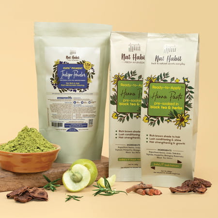 Nat Habit Ready To Apply Henna Paste & Indigo Powder Combo For Natural Black Hair