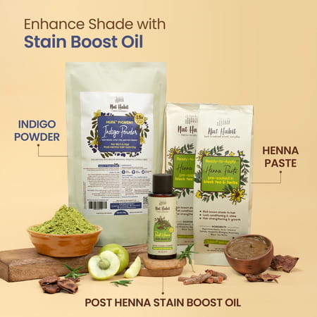 Nat Habit Ready To Apply Henna Paste & Indigo Powder Combo For Natural Black Hair