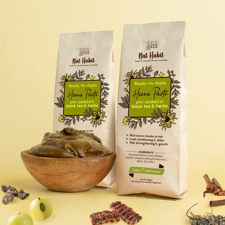 Nat Habit Ready To Apply Henna Paste & Indigo Powder Combo For Natural Black Hair