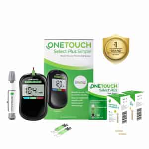 Onetouch Select Plus Simple Glucometer Combo Kit | 50 Test Strips | 50 Onetouch Ultrasoft 2 Lancets