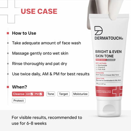 Dermatouch Dailyglow Bright & Even Skin Tone Face Wash - 70g