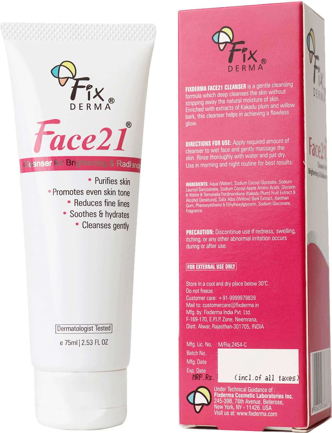 Buy FIXDERMA FACE 21 CLEANSER 75ML Online & Get Upto 60 OFF at PharmEasy