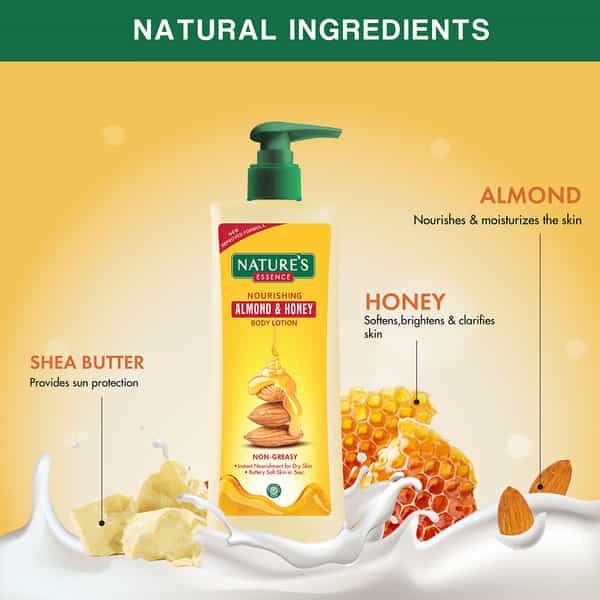Nature's Essence Almond & Honey Body Lotion | Nourishing & Moisturizing | Non Greasy Lotion 400Ml