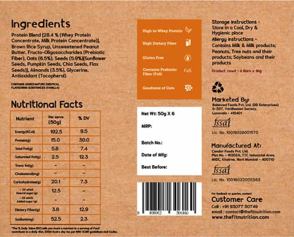 F'it Nutrition Bar - Nuts N Seeds (Pack Of 12)