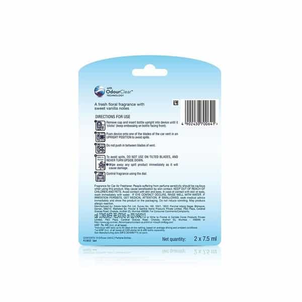 Ambi Pur Car Freshener Value Pack ( Extra Refill ) - Vanilla Bouquet ( Upto 120 Days ) - 15Ml