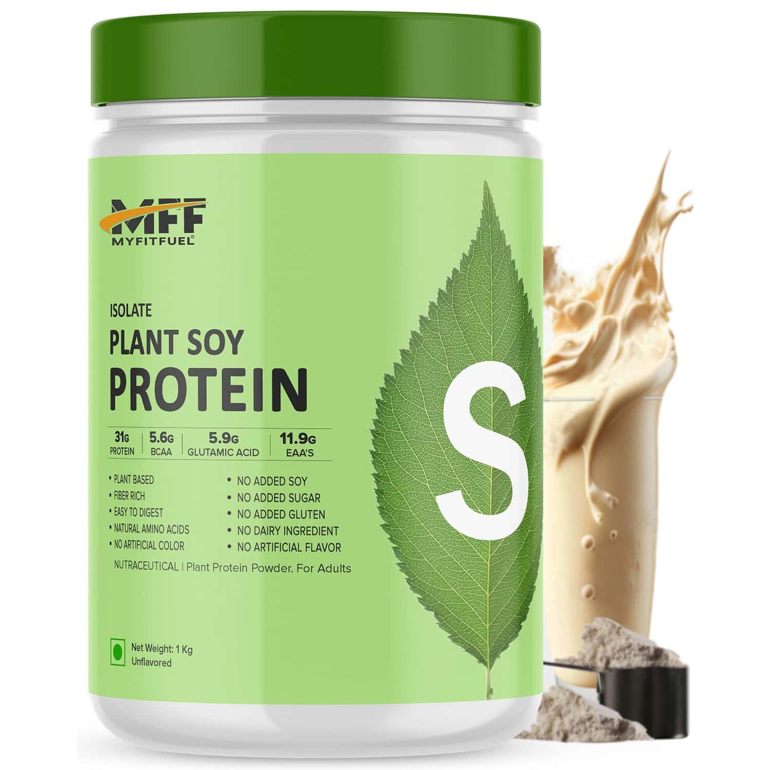 Myfitfuel Plant Soy Protein Isolate 90 | Pure Soy | 1 Kg | 28 Servings (unflavoured)