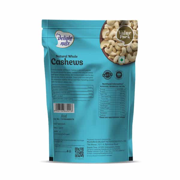 Delight Nuts Natural Whole Cashews 500Gm