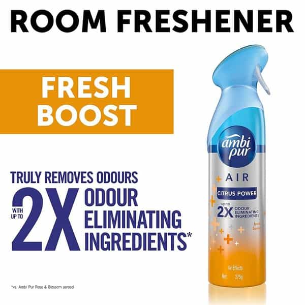Ambi Pur Citrus Power Odour Eliminating Air Freshener Spray - Fresh Boost - 275Gm